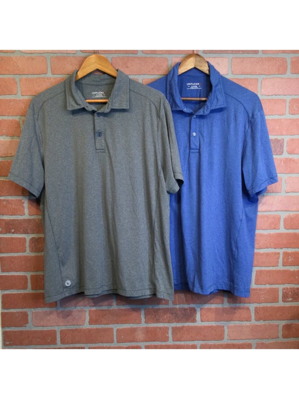 Untuckit Mens Polo Shirt Lot Blue Gray Size XL Short Sleeve Performance Golf